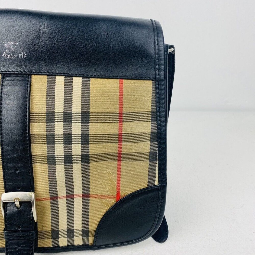 Burberry Vintage Beige and Black Nova Check Leather Logo Shoulder Handbag - Picture 3 of 12